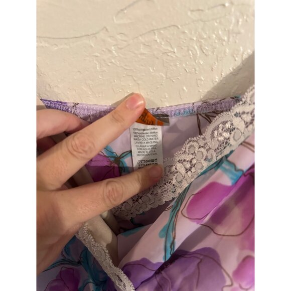 Vintage Sunny USA Purple Floral Whimsical Asymmetrical Top - Picture 7 of 8